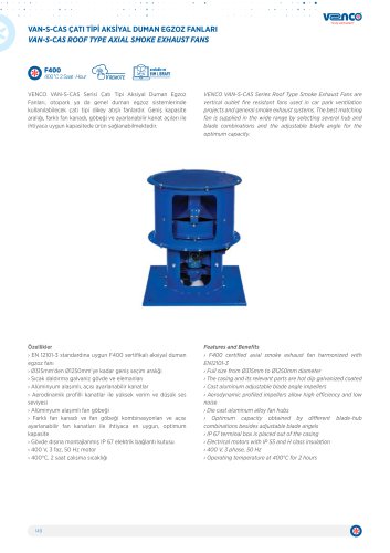 VAN-S-CAS Roof Type Axial Smoke Exhaust Fans