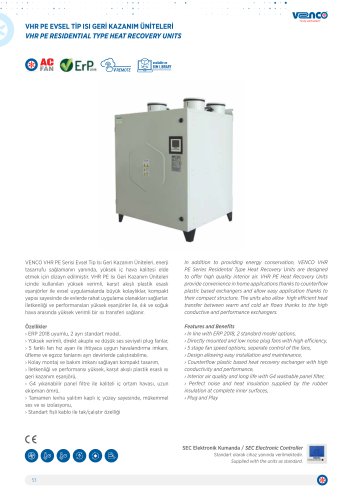 VHR PE Residential Type Heat Recovery Unit
