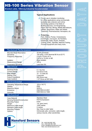 HS - 100 Series Vibration Sens o r