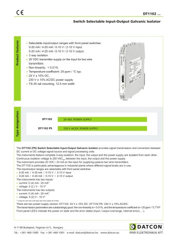 DT1102 Leaflet of product