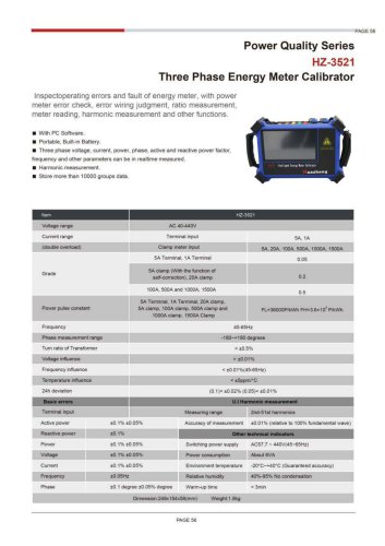HZ-3521A Three Phase Energy Meter Calibrator
