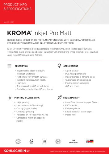KROMA&reg; Inkjet Pro Matt product info & specifications_2022