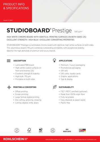 STUDIOBOARD® Prestige product info & specifications