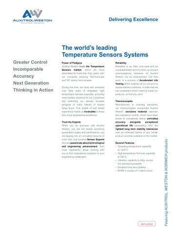 The world&rsquo;s leading Temperature Sensors Systems