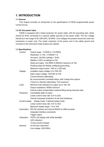 User Manual of DXF2030 Current Source