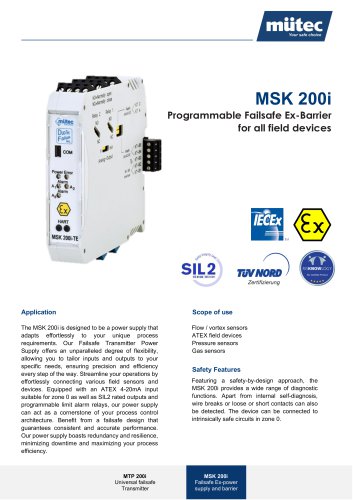 Power Supply and Ex-Barrier MSK 200