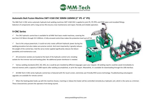 Automatic Butt Fusion Machine SWT-V160 CNC 50MM-160MM (2" IPS-6" IPS)