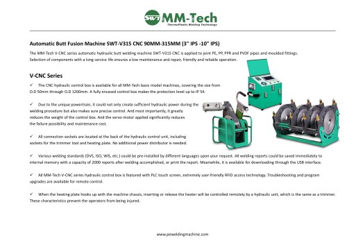 Automatic Butt Fusion Machine SWT-V315 CNC 90MM-315MM (3" IPS -10" IPS)