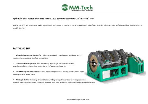 Hydraulic Butt Fusion Machine SWT-V1200 630MM-1200MM (24'' IPS - 48'' IPS)