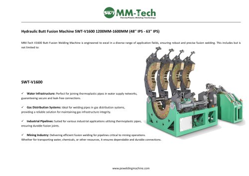 Hydraulic Butt Fusion Machine SWT-V1600 1200MM-1600MM (48'' IPS - 63'' IPS)