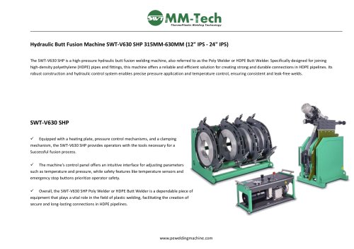 Hydraulic Butt Fusion Machine SWT-V630 SHP 315MM-630MM (12" IPS - 24" IPS)