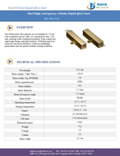 40μJ High refrequency erbium-doped glass laser