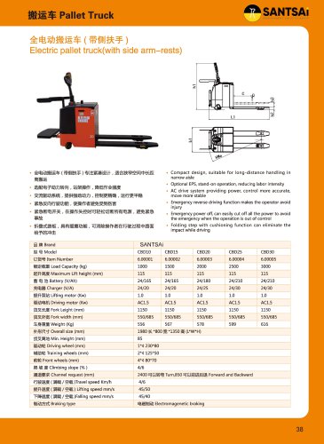 Electric pallet truck(with side arm-rests) Transport Soluation Catalogue