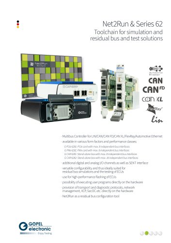 Net2Run & Series 62 Toolchain for simulation and residual bus and test solutions