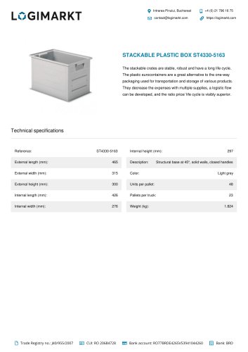 STACKABLE PLASTIC BOX ST4330-5163