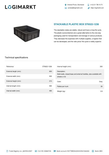 STACKABLE PLASTIC BOX ST6522-1236