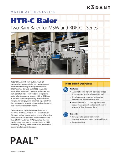 HTR-C Baler Two-Ram Baler for MSW and RDF, C - Series