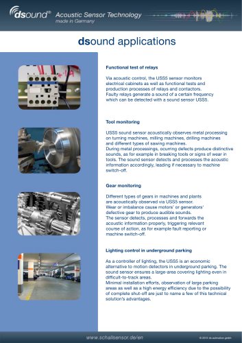 Sensor applications dsound&reg; USS5-KS, dsound&reg; USS5-KS/N/K, dsound&reg; USS5-KS/E/K