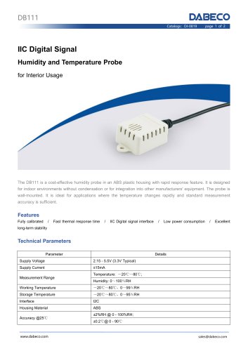 Humidity and temperature sensor DB485197 with RS485 output for interior ...