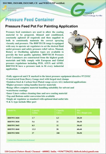 Pressure Feed Pot For Painting Application