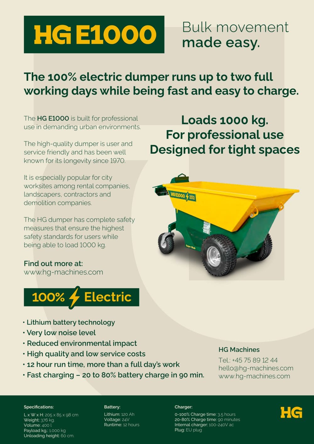 HG E1000 - HG - 100% ELECTRIC DUMPERS