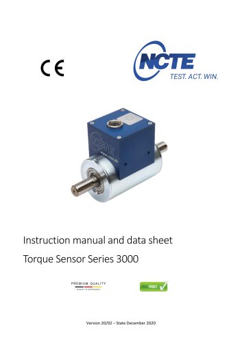 Instruction manual and data sheet Torque Sensor Series 3000