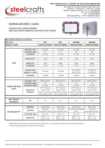 TDS STAINLESS STEEL CONVEX MIRRORS - ABS FRAME VERSION