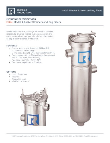 Model 4 Basket Strainers and Bag Filters