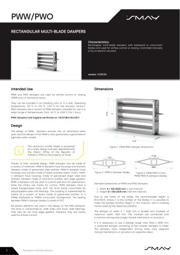 Type PWW multi-blade dampers