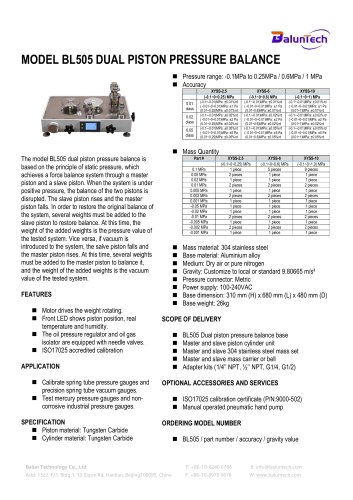 BL505 DUAL PISTON PRESSURE BALANCE