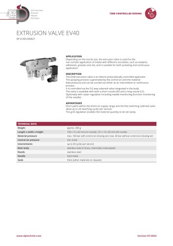 EXTRUSION VALVE EV40