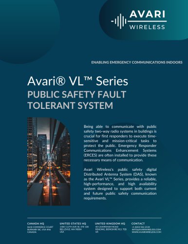 Avari&reg; VL&trade; Series PUBLIC SAFETY FAULT TOLERANT SYSTEM