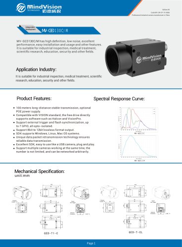 Mindvision MV-GED130C/M Machine Vision 1.3MP CCD Area Scan Camera