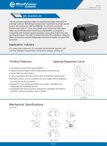 MV-SUA502C/M 5MP USB Camera with Advanced Vision Features