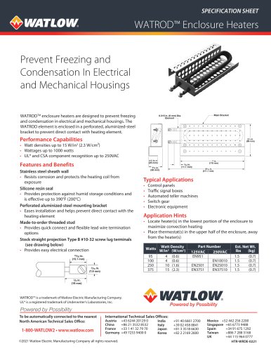 WATROD&trade; Enclosure Heaters