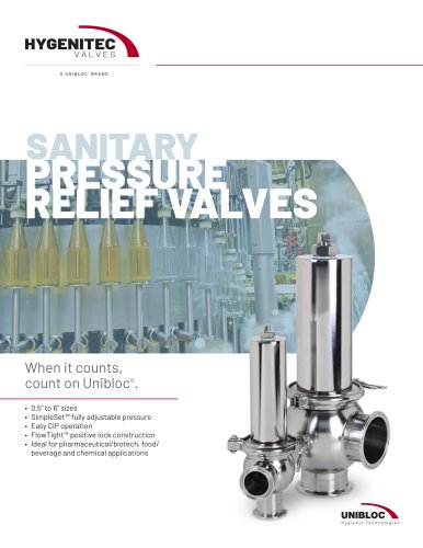 Hygenitec&trade; Pressure Relief Valves