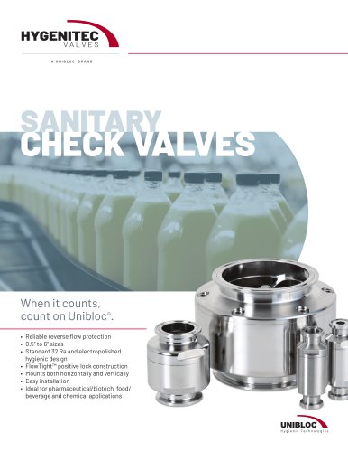 Hygenitec&trade; Sanitary Check Valves