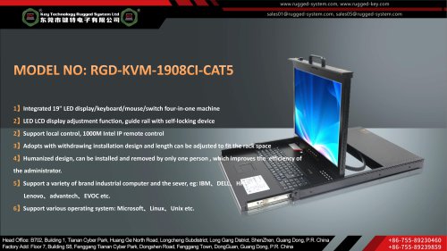 RGD-KVM-1908CI-CAT5 Key Technology Rugged KVM switch