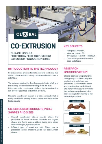 CO-EXTRUSION CLIP-ON MODULE FOR FOOD & FEED TWIN-SCREW EXTRUSION PRODUCTION LINES