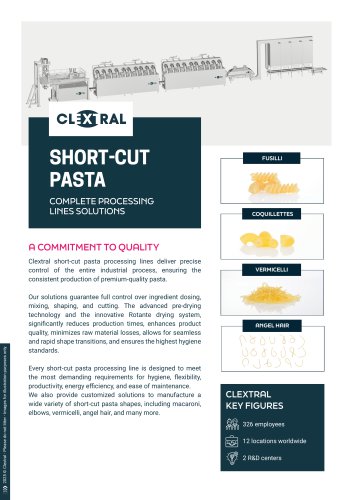 SHORT-CUT PASTA COMPLETE PROCESSING LINES SOLUTIONS