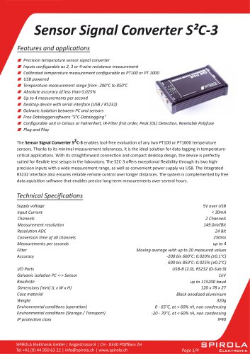 Datasheet S2C-3 Sensor Signal Converter