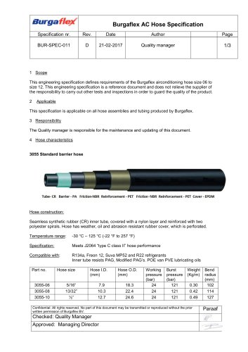 Burgaflex AC Hose Specification