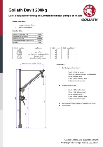 Datasheet_Goliath Davit / jib crane_200kg
