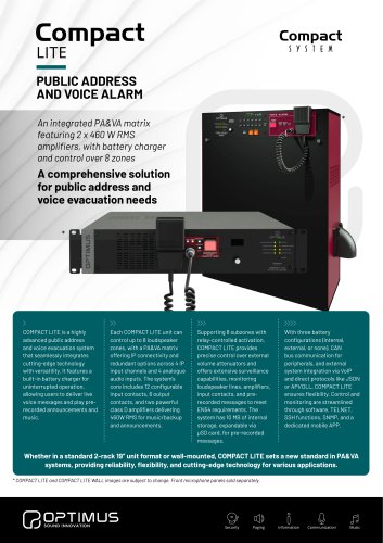 COMPACT LITE, Audio matrix 2 x 460 W RMS 8 zones, for rack or wall