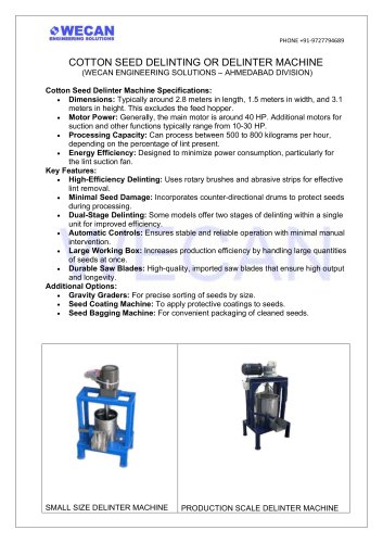 COTTON SEED DELINTING OR DELINTER MACHINE