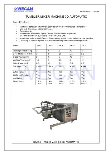 TUMBLER MIXER MACHINE 3D AUTOMATIC