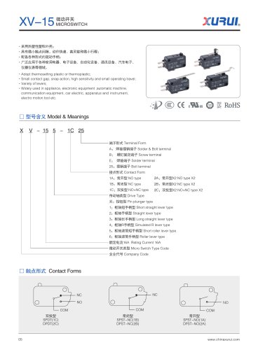 XURUI Lever Micro-switch XV-15 series（16A）