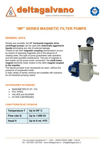 &ldquo;MF&rdquo; SERIES MAGNETIC FILTER PUMPS