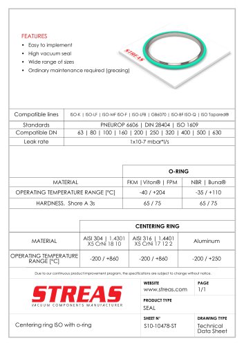 ISO centering ring with O‑ring