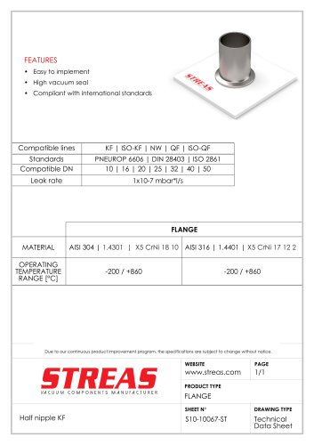 stub pipe flange KF datasheet